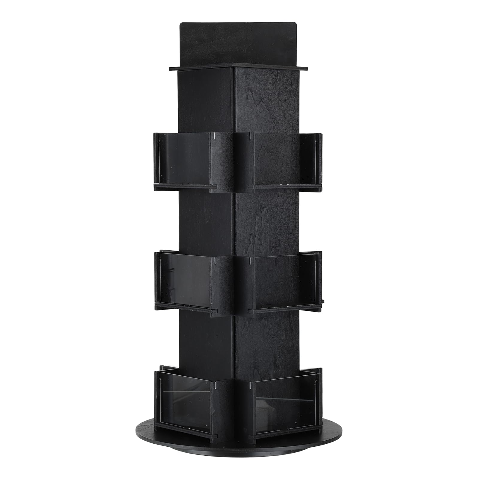 PATIKIL Portacarte Girevole, Supporto Girevole A 3 Livelli in Legno per Cartoline Portacarte per caffè Tavolo Retail, Nero