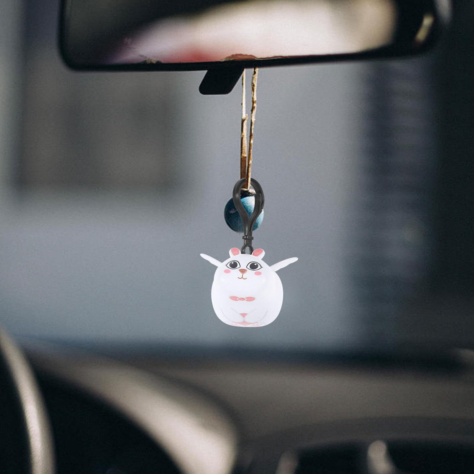 Sosoport Unique Rabbit Design Keychain Keychain with Pull String Decorative Pendant for Purse Toy Fun for Boys and Girls