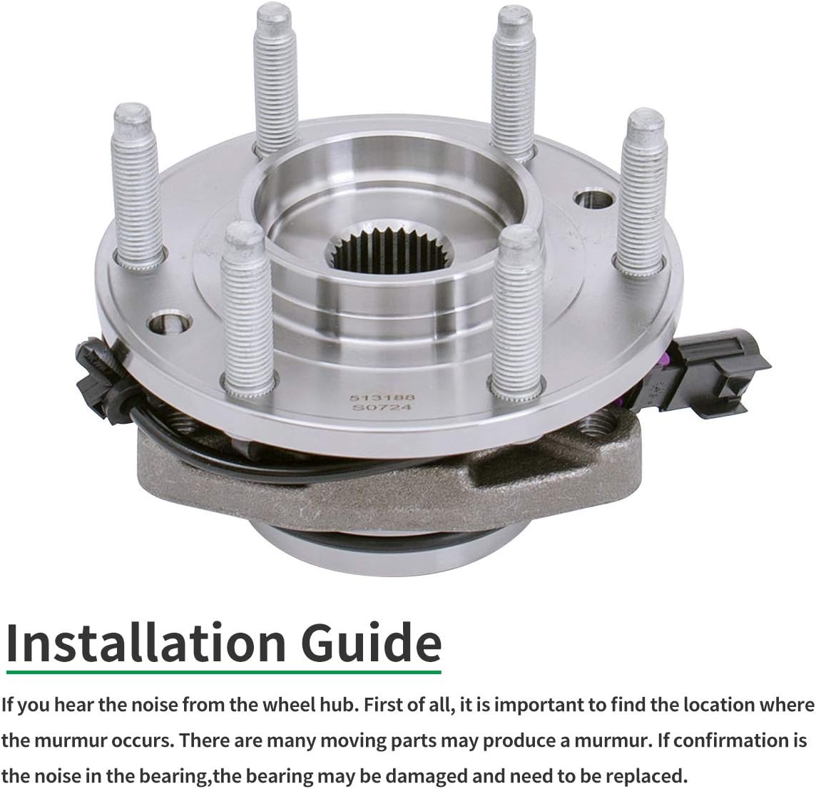 HICKS 513188 Front Wheel Hub Bearing Assembly Compatible with 2002-2009 Chevy Trailblazer, 2002-2009 GMC Envoy, 2005-2009 Saab 9-7x