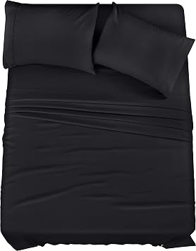 Kanak Bedding4-Piece Sheet Set 100% Egyptian Cotton Luxury Queen Size - Black