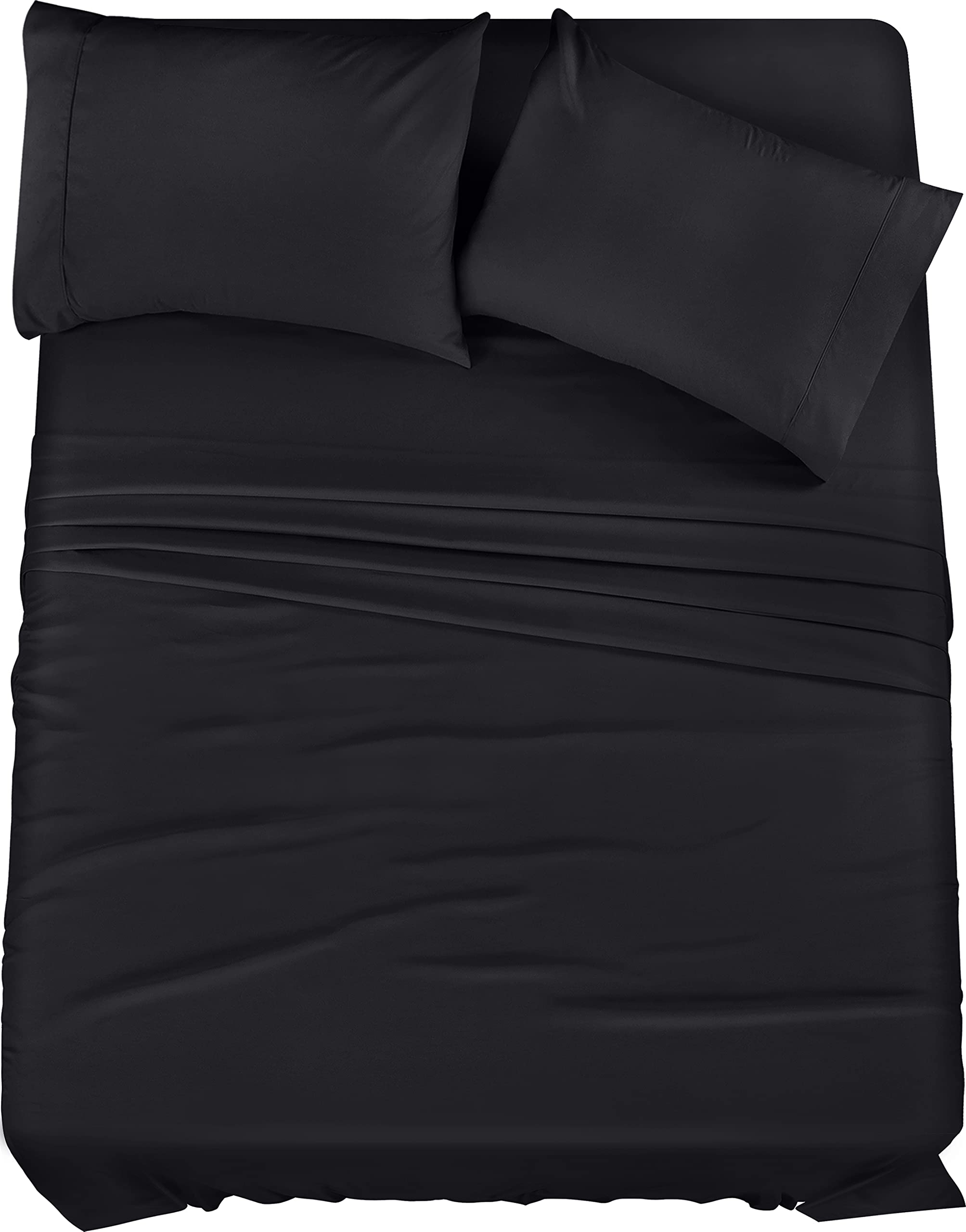 Utopia Bedding King Sheet Set – 4 Piece Bed Sheets for King Size Bed, Soft and Breathable Microfiber, Includes 1 Fitted Sheet, 1 Flat Sheet and 2 Pillowcases (Black)