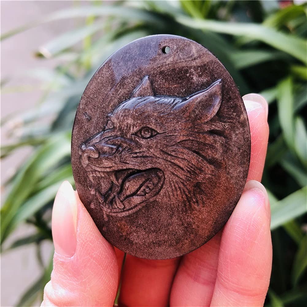 SnamicE Natural crystal rough Natural Crystal Rough Natural Jewel Wolf Head Statue Silver Silver Obsidian Small Animal Stone andCrystal Craft Carved Statues for Home Decor,
