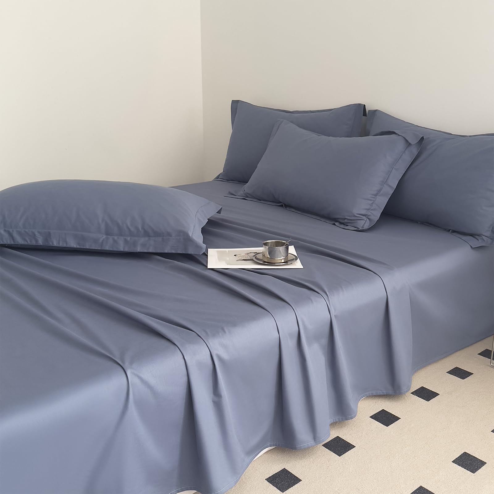 Bettlaken ohne Gummizug 250x270cm Grau