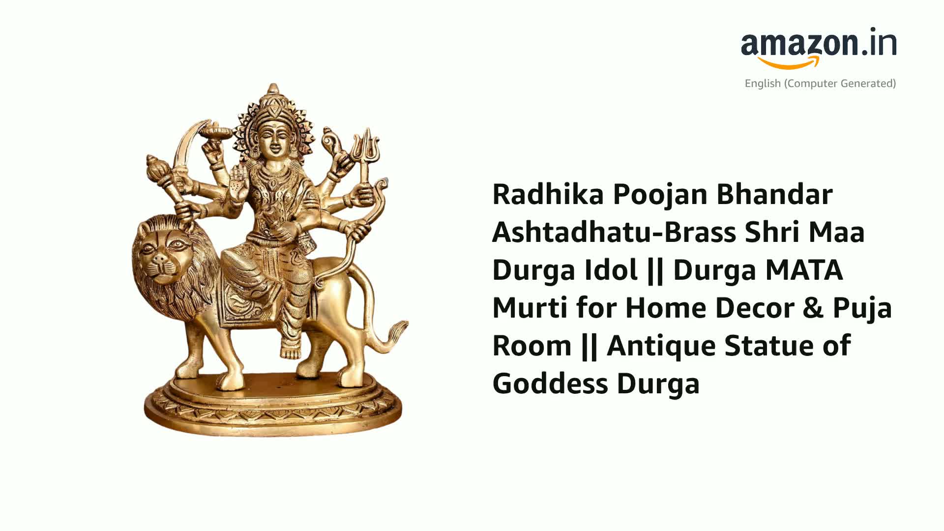 Buy Radhika Poojan Bhandar Ashtadhatu-Brass Shri Maa Durga Idol