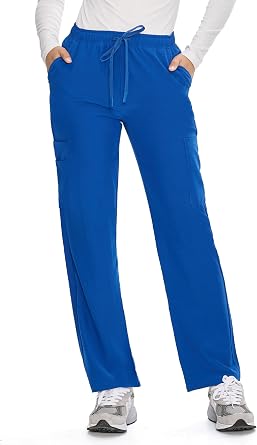 COZYFIT Straight Leg Scrub Pants for Women, Easy Care | 6 Pockets, Soft Stretch Fabric, Drawstring Waist, Smooth Touch, Anti-Wrinkle, Machine Wash, for Easy Movement