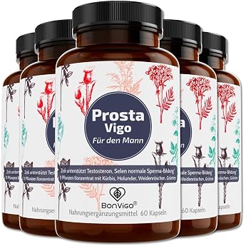 ProstaVigo Mann Active 300 Capsules - Normal Selenium* Fertility Zinc** - 12-Pants Enzyme Complex with Pumpkin Seed Papaya Bromelain Goldrod Elderberry Willow 5