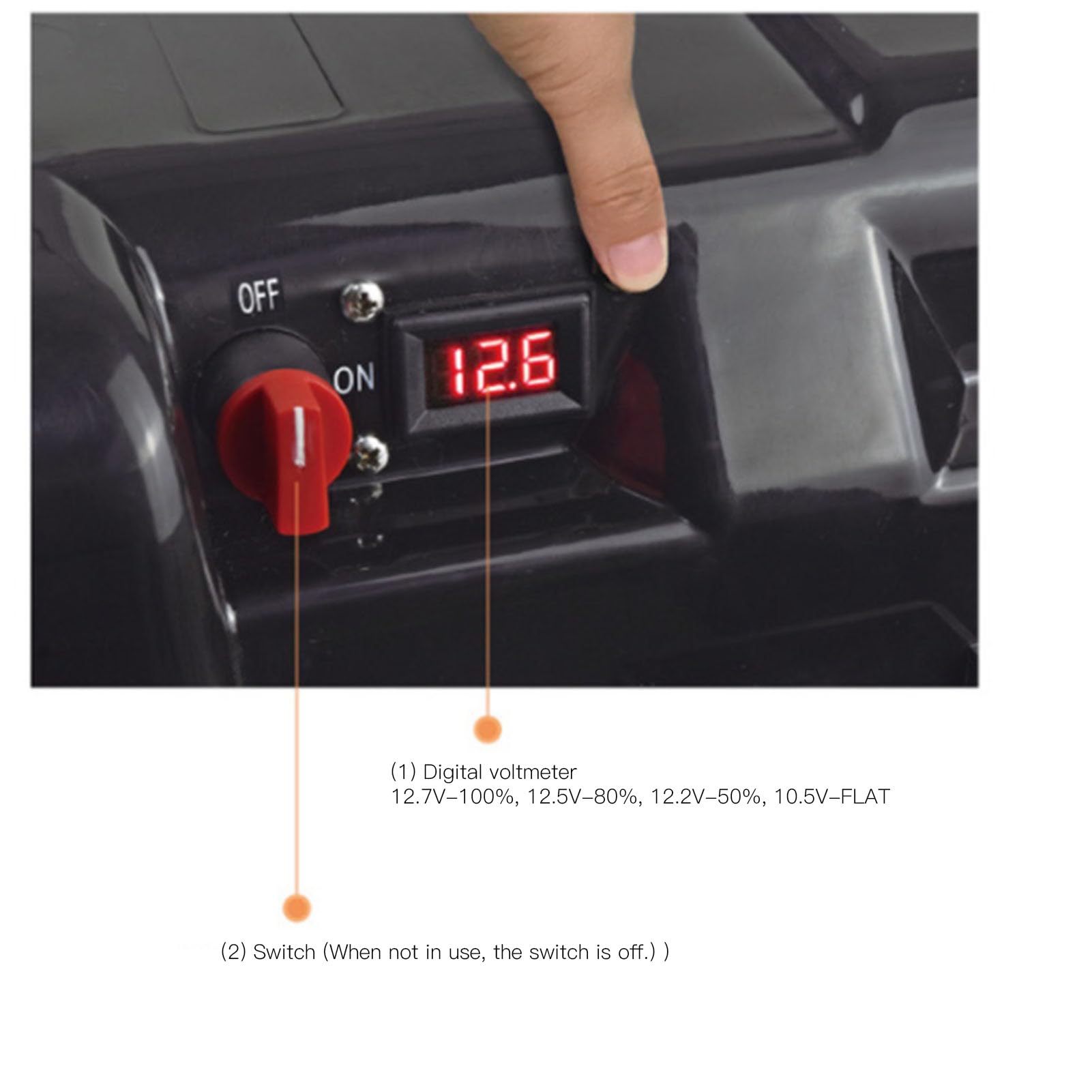 Batteria 100Ah 12V, Scatola Caricabatteria Marina Doppia Presa USB Connessione Rapida Indicatore Tensione Centro di Alimentazione Batteria del Motore Intelligente per SUV, ATV(BA850A)