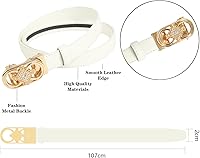 Vista 37 de Cinturón de cuero clásico con hebilla de metal para mujer con vestido de jeans Aah-negro-clásico