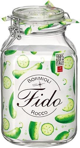 Vista 33 de Bormioli Rocco Fido Mandíbula cuadrada con tapa azul, 33-3/4 onzas, 33.75 onzas, transparente Claro