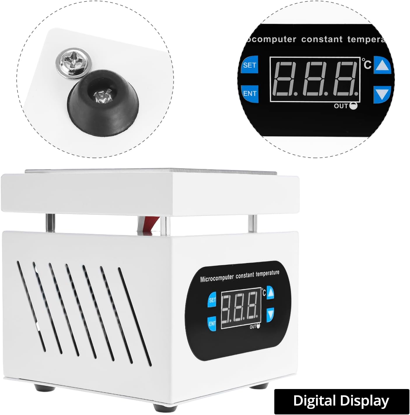 QWORK Soldering Hot Plate, 110V 360W Soldering Station with Digital Display –Electric Preheat Rework Heater Lab for Precision Heating (30°C to 400°C)