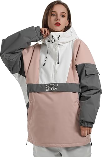 Miniatura 4 de GSOU SNOW Chaqueta de esquí para mujer, abrigo de nieve, impermeable, resistente al viento, chaqueta de snowboard con aislamiento, cálido invierno