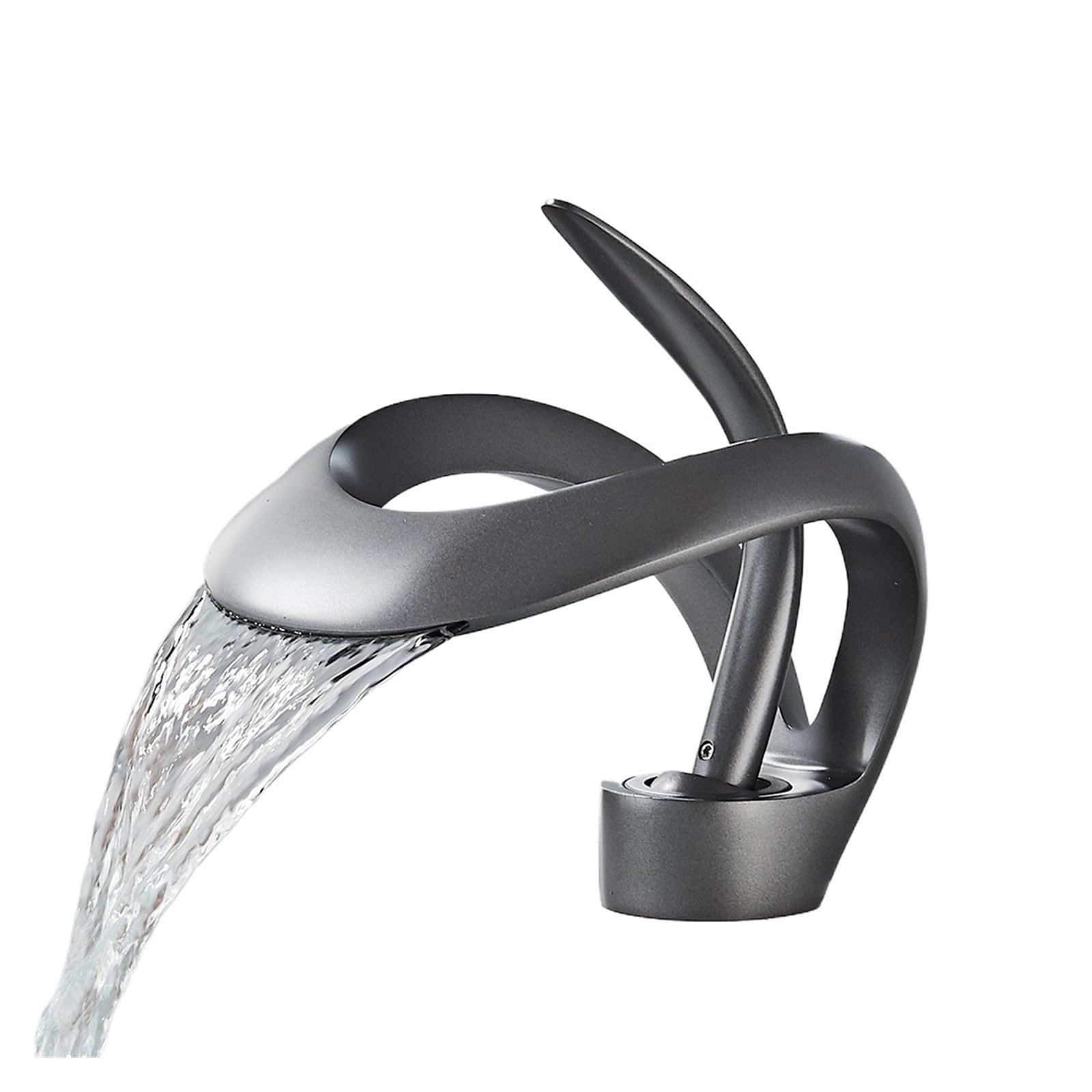 Laighjenbcf Gun Grey Faucet Faucet，Rozin Luxury Black Basin Faucet Grey Bathroom Waterfall Mixer Tap