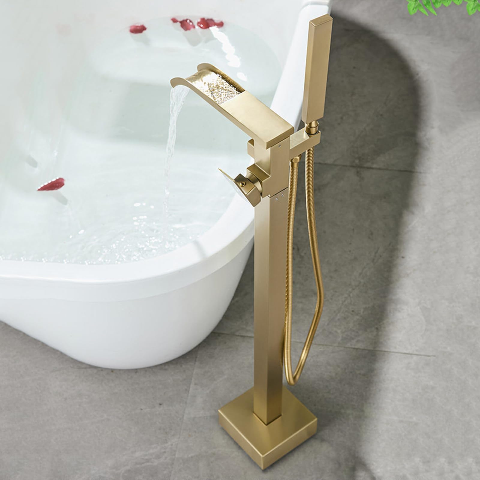 BiaoTeng Grifo Bañera de Pie y Ducha Oro Cepillado Laton