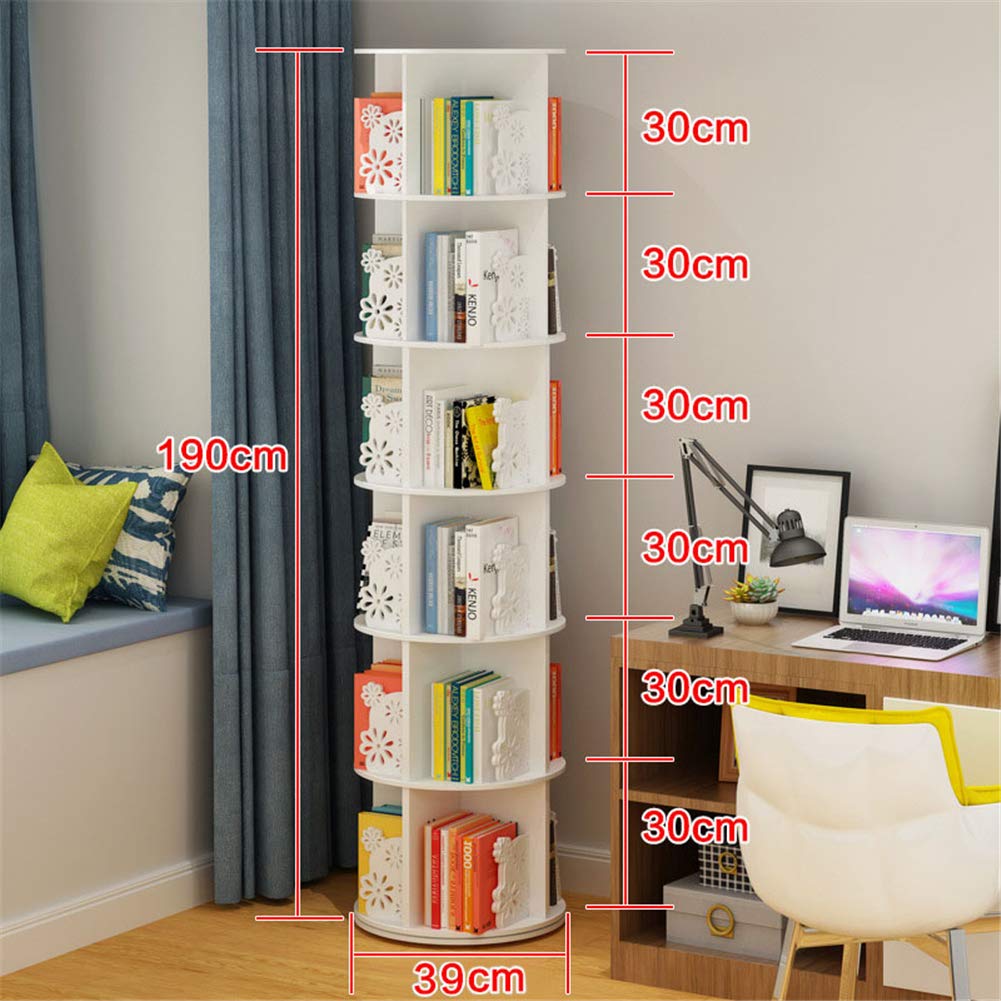 Buy lINOC 360 Degree Rotating Bookshelf, Plum Blossom FloorStanding Wood Bookcase, Simple