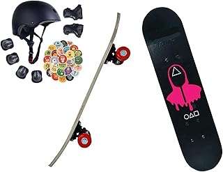 Papa Bear Game 23"X 6" Double Kick Concave Skate Board 9 Layer Plywood Deck Standard Skateboards for Kids Boys Girls Beginners Teens Adult, Skateboard Combo w Funny Stickers (Game w Safety Kit)