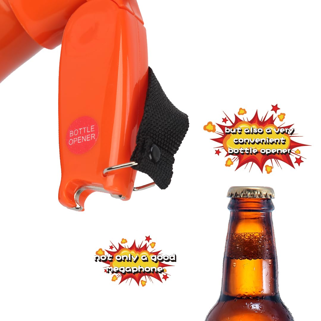 B S Portable 20W Mega Phone Bullhorn Loud Speaker with Bottle Opener, Alarm Siren Projection Range Up to 600 Square Yards for Recording, Outdoor Events and Crowd Management,Orange