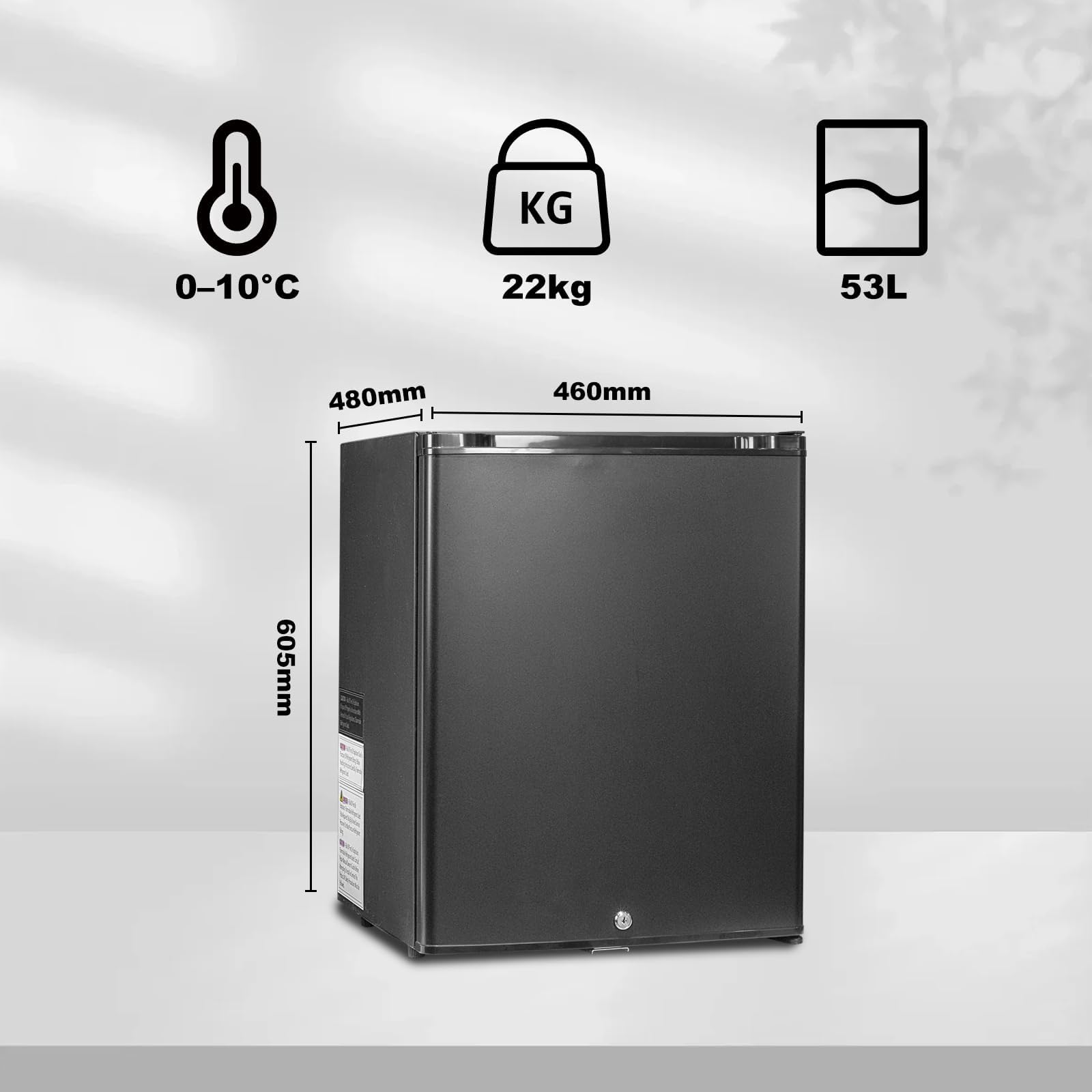 SMETA 12V Kühlschrank, Camping Kühlschrank 12V 230V, 53L Wohnwagen Kühlschrank, Absorber Minikühlschrank mit Schloss für Camping, Wohnmobil, Auto, LKW, Büro, Wohnheim, Lautlos, Schwarz