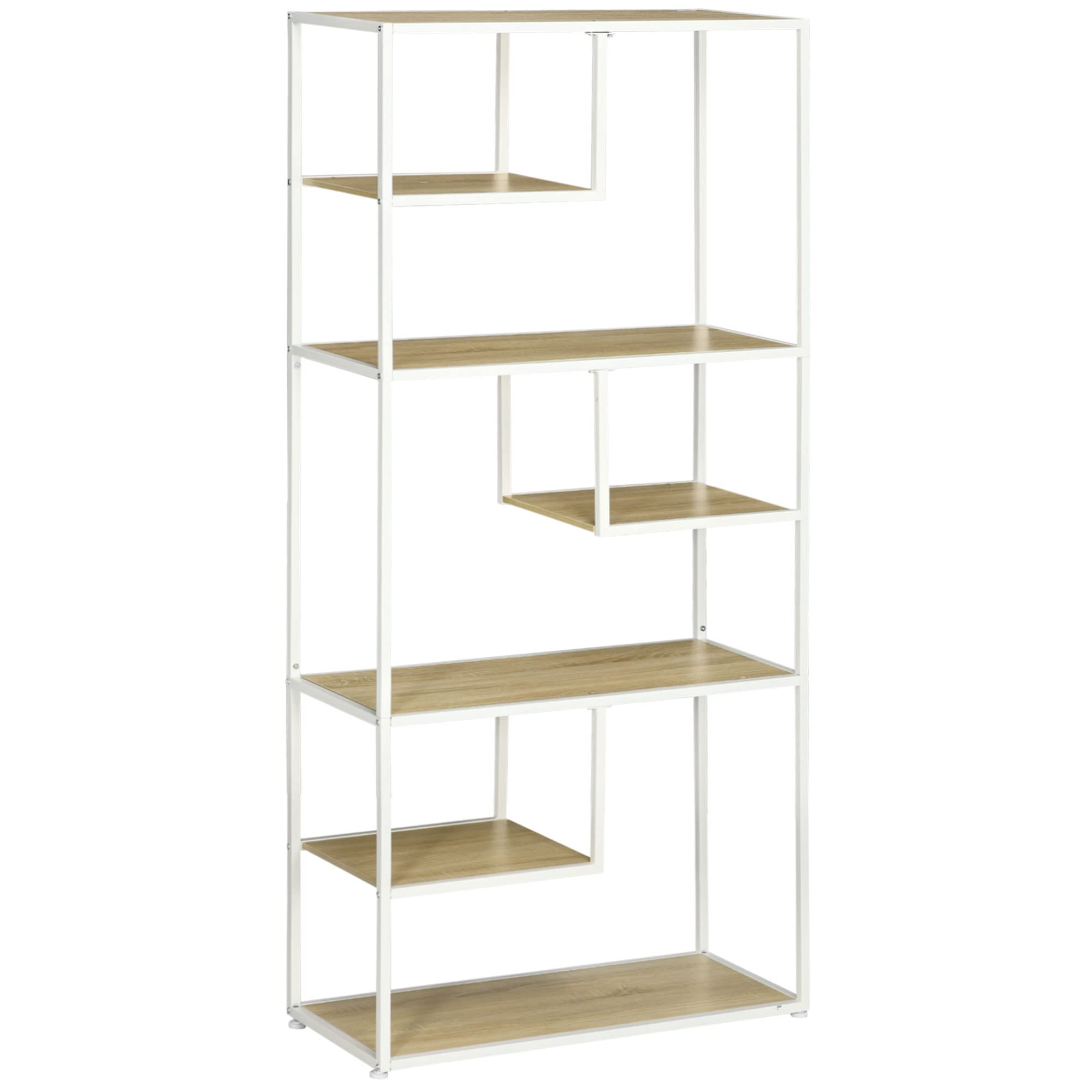 HOMCOM Estantería de Almacenamiento Industrial 83x34x180 cm Roble | Estantería para Salón, Librería, con Marco de Acero, para Oficina Estudio Cocina