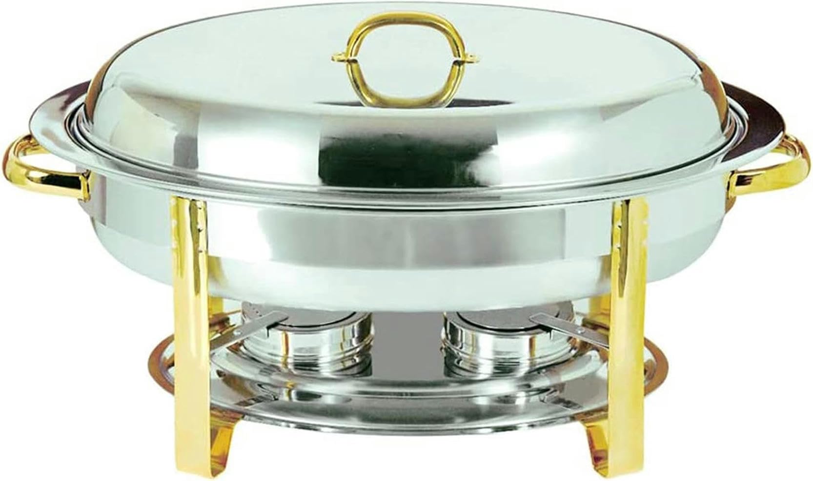 Oval Chafing Dish, 6 Quart Chafing Dish Buffet Warmer Set with Food Pan, Water Pan, Frame, Lid and Fuel Holder, Full Size Stainless Steel Catering Tray, Buffet Stove, Go