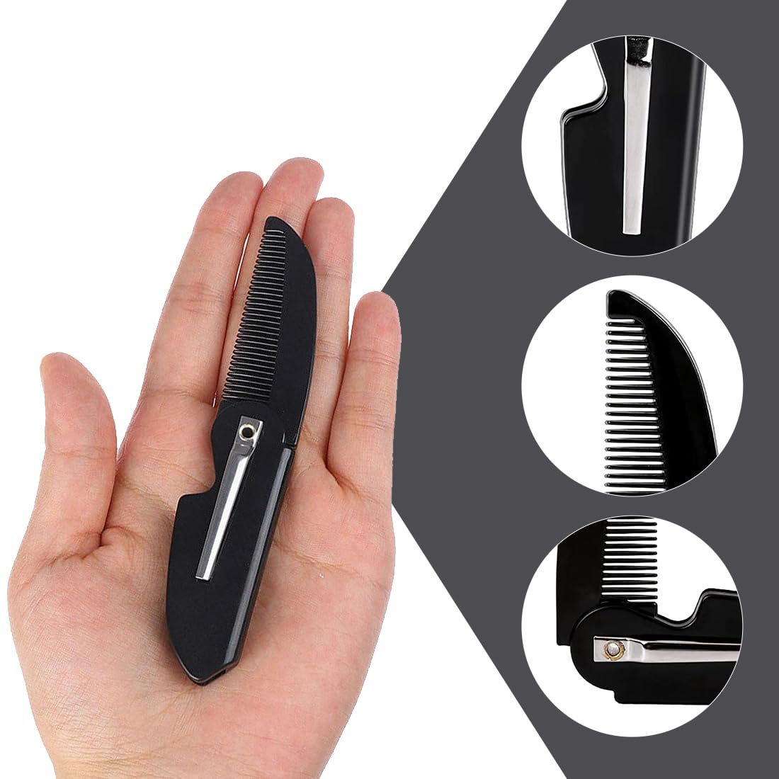 Confezione da 3 pettini per barba pieghevoli, baffi pettine piccolo tascabile pettine per baffi pettine per capelli portatile, per Cura e Pettinatura di Barba, Pettine Pieghevole Da Viaggio
