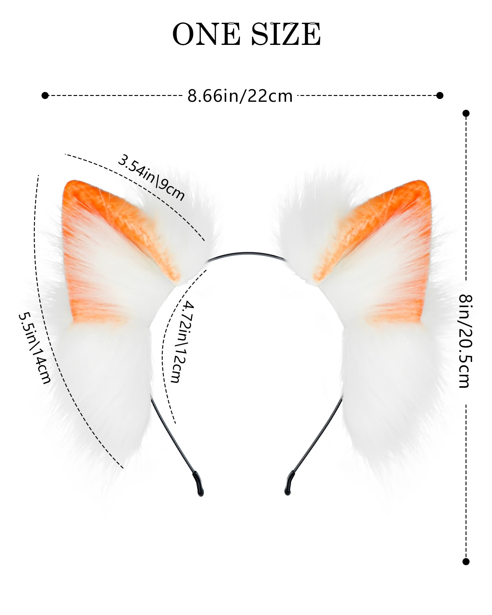 ZFKJERS Handmade Cat Ears Headband Furry Plush Animal Ear Hairband for Cosplay Costume Halloween, Party Outfit (Orange) - Image 2
