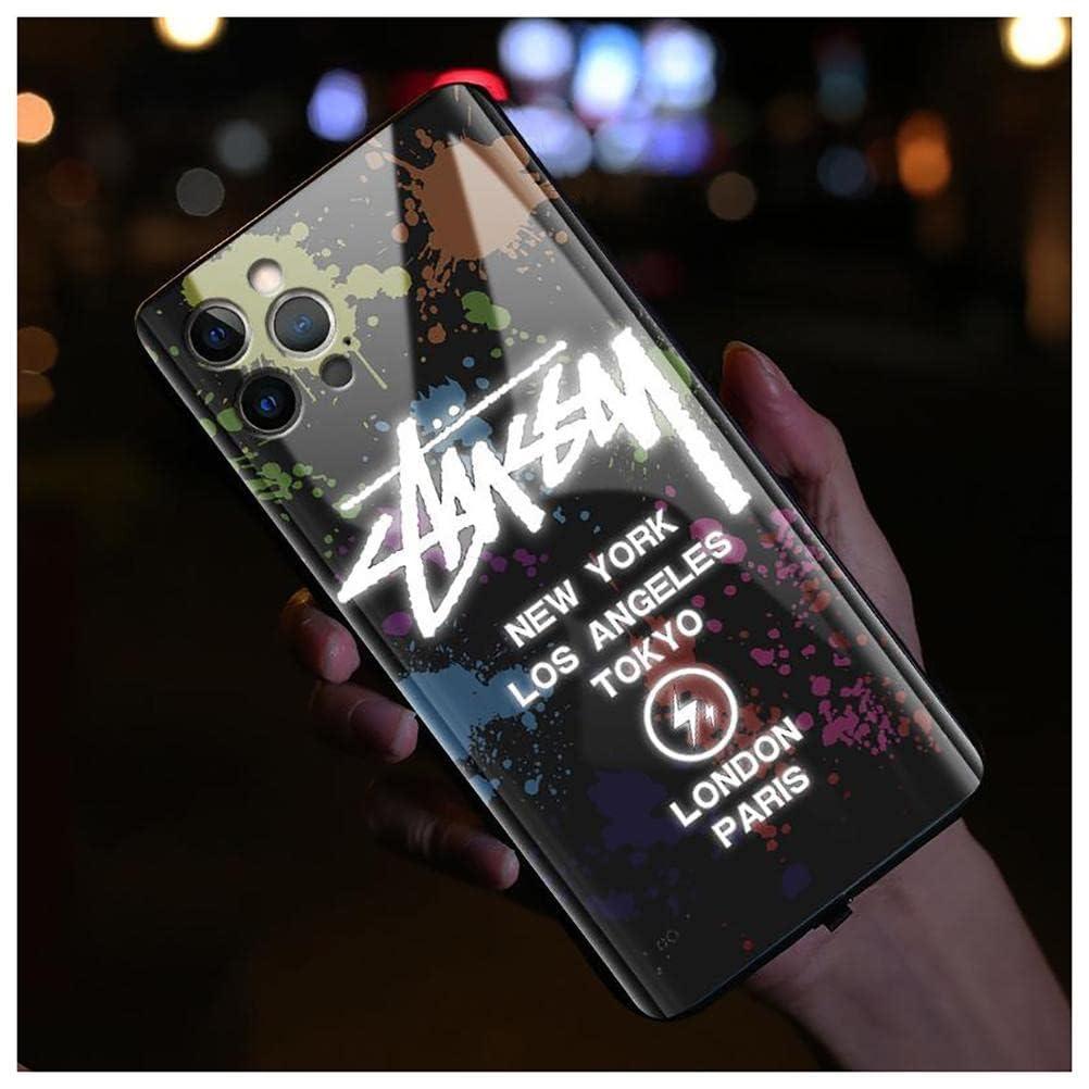 ミミゴー 光るiPhone15用ケース、傷防止豪華強化ガラスカバー、着信光るiPhone15カバー、全面保護指紋防止ワイヤレス充電対応、彩色