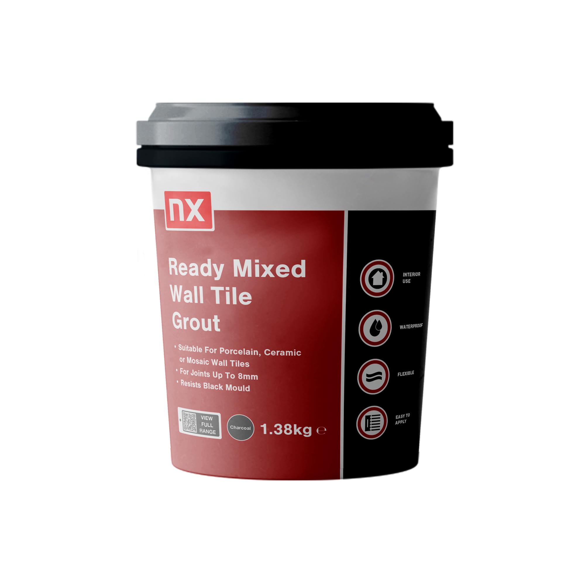 NX Ready mixed Charcoal Wall tile Grout 1.38kg