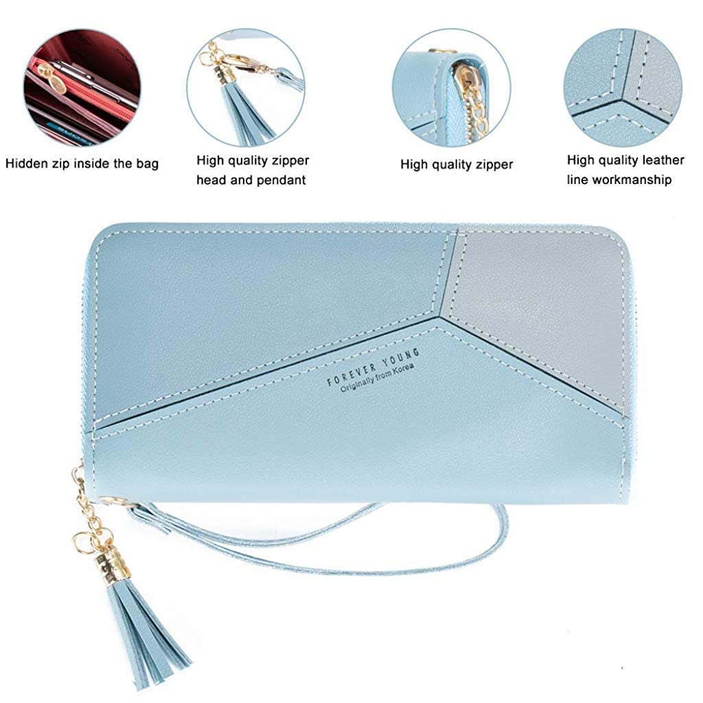 PERPART Zipper Ladies Purse for womenWomen | Long Wallet Tassel PU Leather with Multi- Slots | Girls Zipper Coin Small Purse. 4