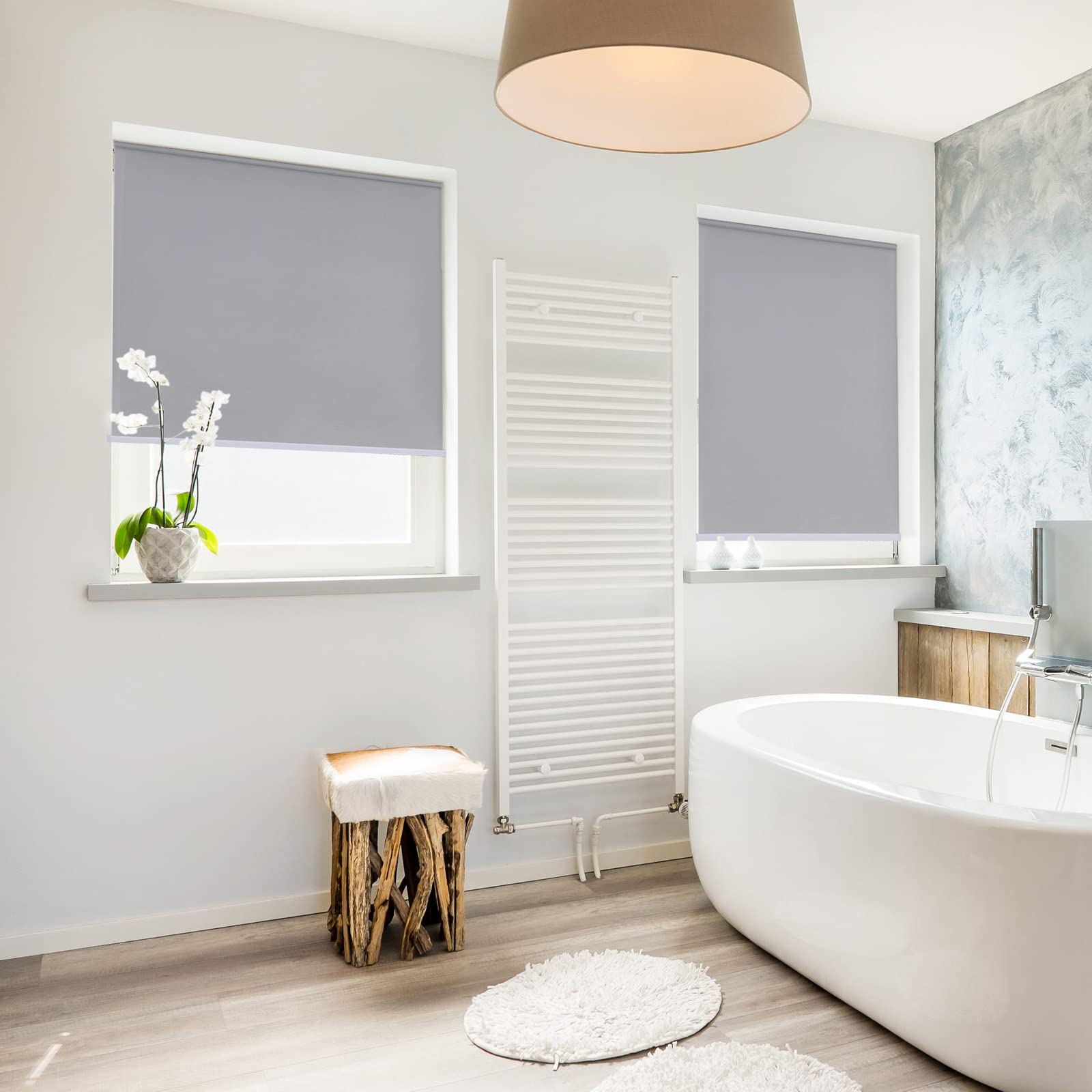 Persianas enrollables opacas resistentes a los rayos UV térmicas, revestimiento plateado, tela de poliéster para oficina, baño, dormitorio, sala de estar (150 cm x 230 cm)