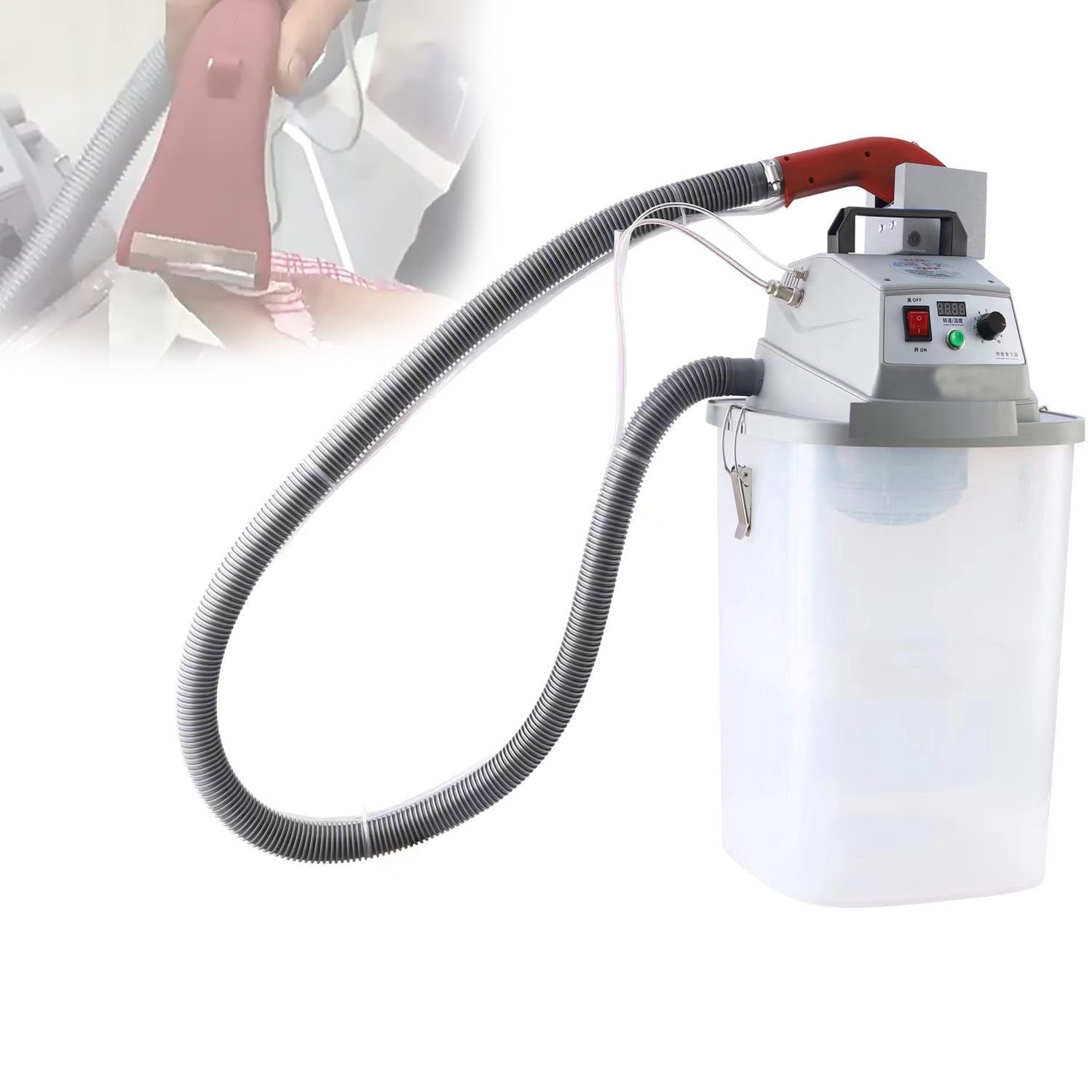 JXYQ Automatic Fabric Trimmer with Storage Bucket, Features Anti-Clogging Safety Valve and Low Noise Operation for Sewing Workshops
