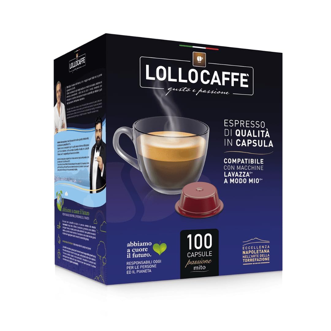 Lollo Caffè 100 Cápsulas de Café - PassioneMio Argento - C. Lavazza A Modo Mio - Lollo Cafè