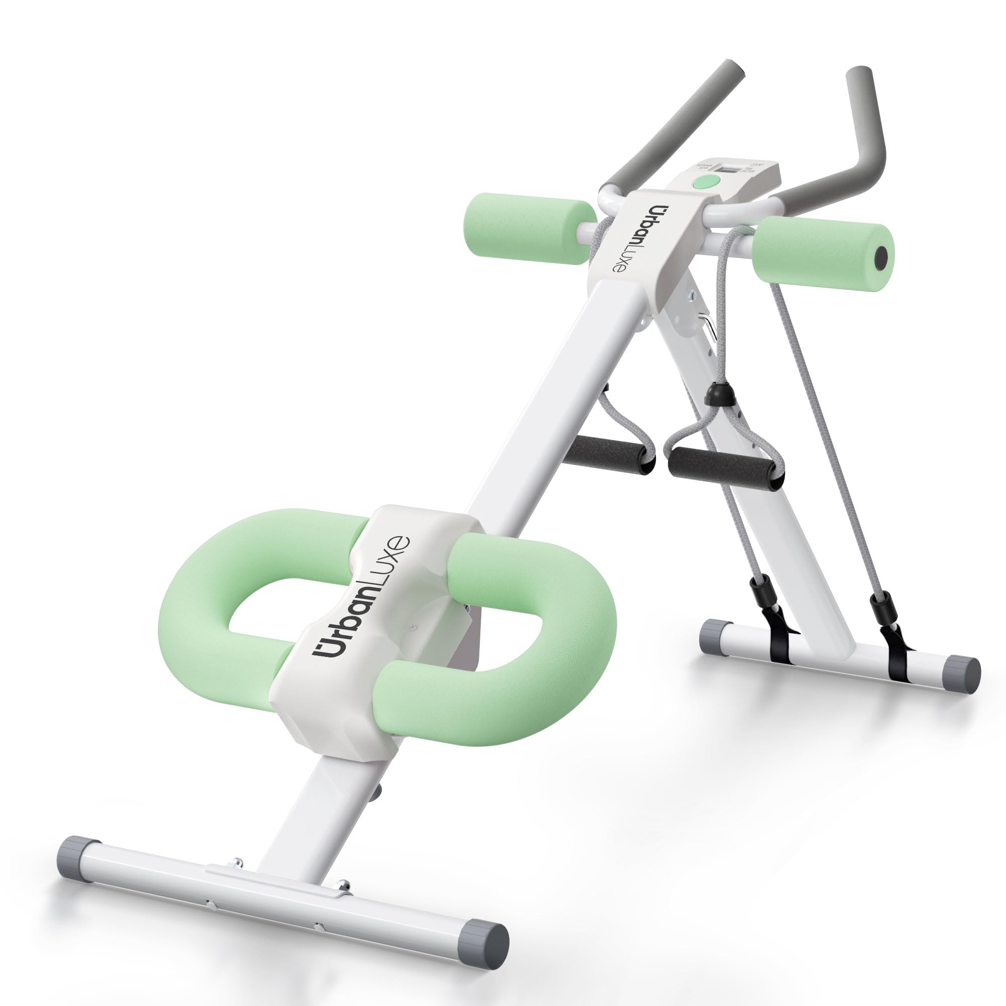 UrbanLuxe Ab Trainer Machine, Adjustable Abdominal Trainers with Display, Foldable Abdominal Workout Equipment with Knee Protection for Home Gym Core Strength Trainer (Green)