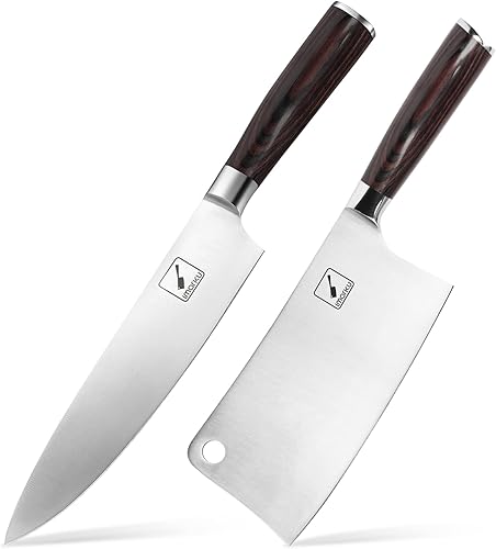 Miniatura 1 de imarku Cuchillo de chef de 8 pulgadas y cuchillo de carne de 7 pulgadas, cuchillo de cocina afilado de acero inoxidable japonés de alto carbono con