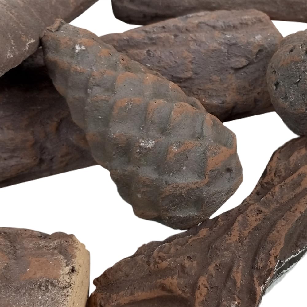 Set di 9 pezzi in legno ceramico effetto legno per il vostro camino a bioetanolo o a gas