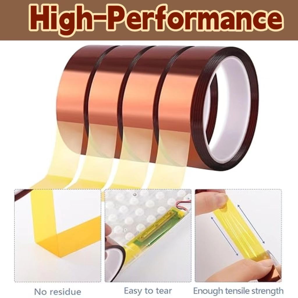 1 Roll High-Temperature Resistant Tape 2inch x 33m(108ft), No Residue Heat-Resistant Tape for Electric Task, 3D Printing, Soldering, Sublimation, Masking,No Residue
