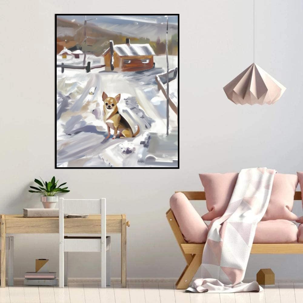 Paint by Numbers for Adults Beginners Chihuahua Dog Gift Birthday Anniversary or Any Festival. DIY Acrylic Painting Kit for Room Decor Canvas 20x24inch(50x60cm) Frameless