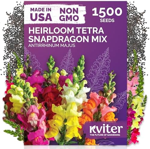 KVITER 1,500 Tetra Mix Snapdragon Seeds (Antirrhinum Majus) – Heirloom & Tall Snap Dragon Mix, Annual Flower Garden Seeds, Cut Flower Seeds for Planting – Ideal for Outdoor Garden & Containers