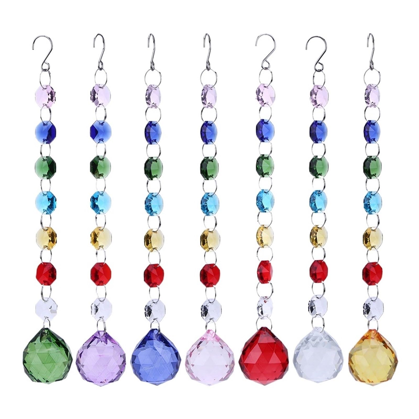 Ppqiru Mix Colors 7Pcs Crystal Ball Prism Light Catcher Hangings Ornament Fairy Wind Chime Window Decoration For Decoration
