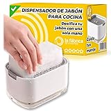 🧽 COMODIDAD: Dispensador jabon cocina que permite de forma sencilla poder poner lavavajillas en el estropajo, además de servir como organizador estropajo fregadero y poder guardar el estropajo y el jabón en un mismo utensilios de cocina