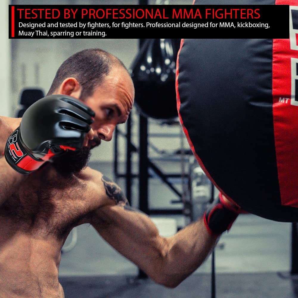 Combat Corner C2 Leather MMA Gloves for Men and Women - Kickboxing, Muay Thai, MMA Sparring Training Gloves