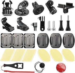 Lupholue 25 in 1 Action Universal Camera Accessory Kit Helmet Mount Kit Compatible with GoPro Hero 11 10 9 8 7 6 5 Black Session SJCAM DJI Osmo Action 3 Insta360 One AKASO Sony APEMAN