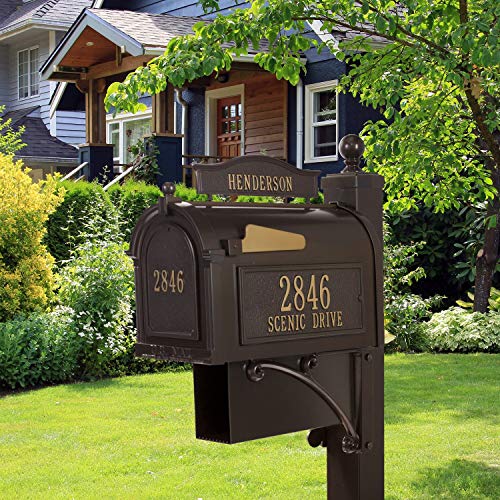 Whitehall Capitol Mailbox With Post, Custom Side Mount Mail Box, Ultimate Personalized Metal Mailbox With Newpaper Box, Outside Mailboxes - French Bronze/Gold #TOP3