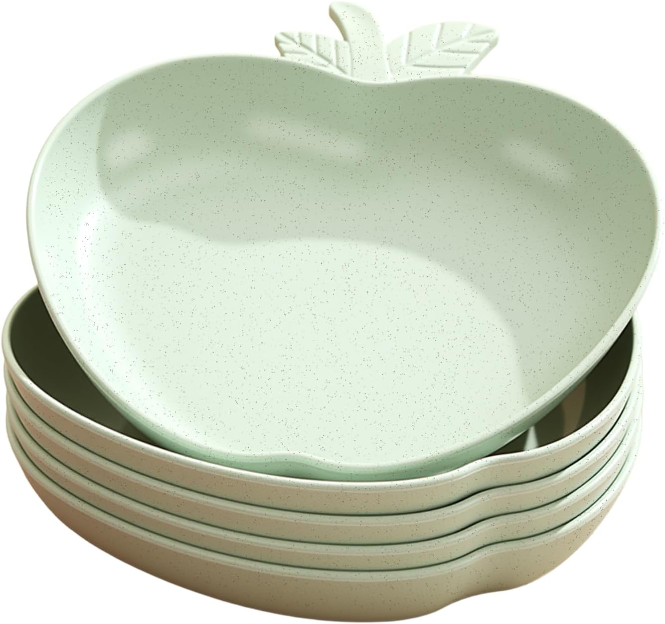 5 Pack Small Appetizer Plates, 6 Inch Wheat Straw Dessert Salad Plates, Pinch Bowls for Cooking Prep, Plastic Dipping Soy Sauce Dish, Dip Bowls for Party Condiments Side Dish Serving (Green)