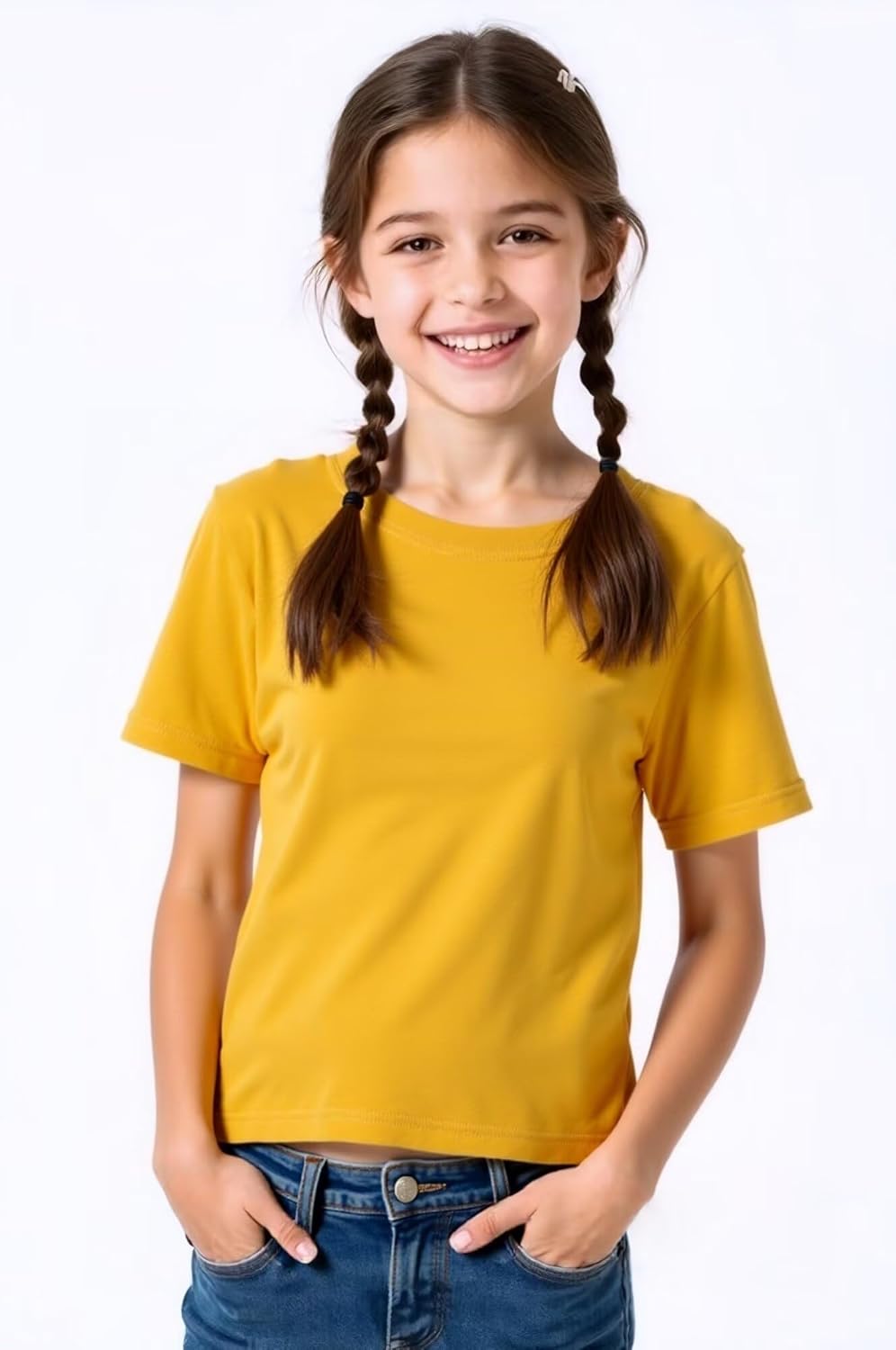 Huata Boys Girls T-Shirt Basic Basic Short Sleeve Crewneck Girls Tee 2 Packs - Image 3