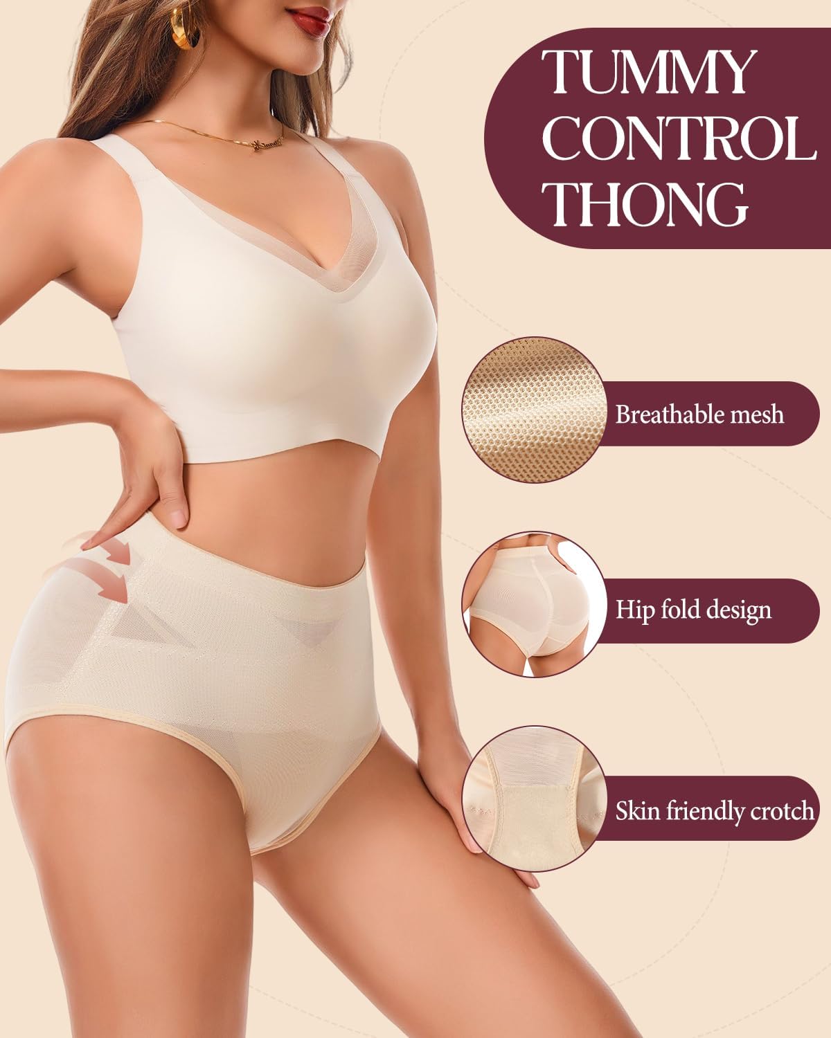 Tummy Control Shapewear Panties for Women Body Shaper Seamless Thong Underwear Compression Briefs Low Rise Girdle Panty - Image 3