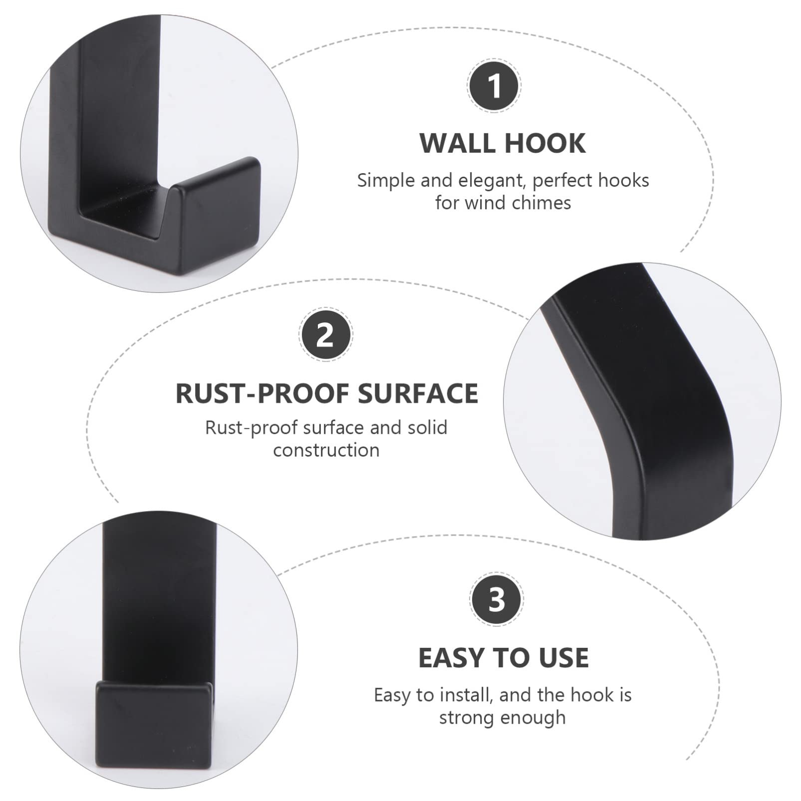VASDEV 5 ganchos de aluminio para puerta de dormitorio, organizador de ganchos para abrigos, tapa de pared para baño para toalla montada, gancho negro, colgador individual, colgadores de
