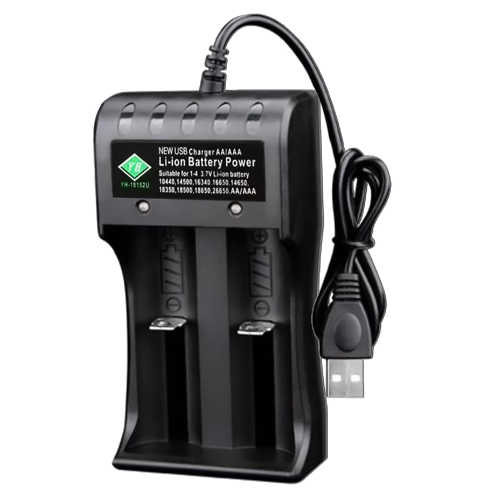 WAVYPO 18650 Battery Charger, 2-Bay Universal Smart Charger for Lithium ion Battery 10440 14500 16340 16650 14650 18350 18500 AA AAA