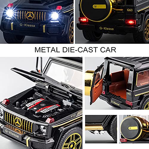 Image of Exquisite car Model 1 /24 Benz G63 AMG Model Car, Zinc Alloy Pull Back Toy car with Sound and Light for Kids Boy Girl Gift (Black)