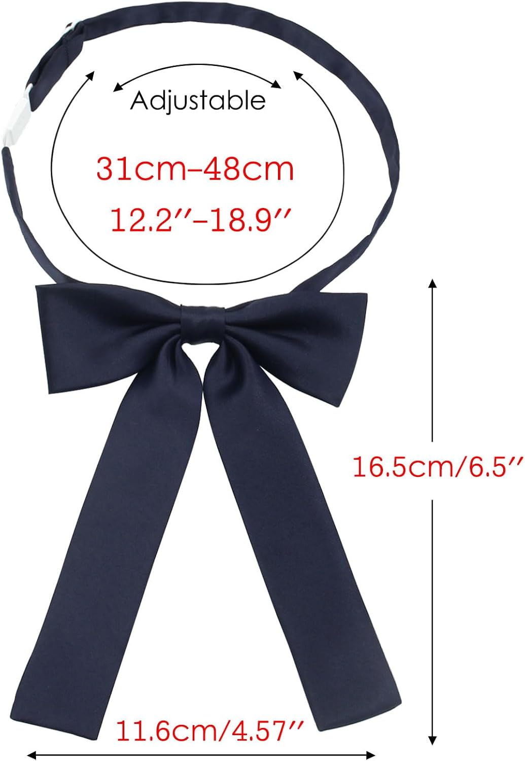 Mantieqingway Bow Ties for Women/Girls, Pre-tied Adjustable Bowties Solid Color Polyester Bow Tie for School Uniform Shirt