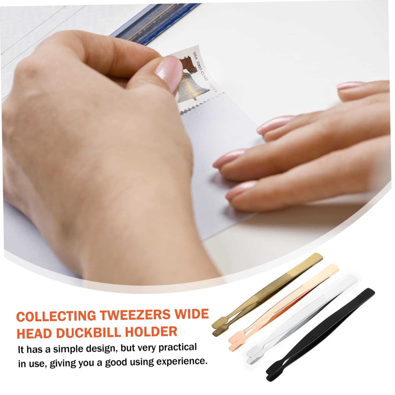 LALAFINA Philately Stamp Collecting Tongs 8 Pcs Philatelic Dot for Crafting Stamp Tweezer Pin Clipper Pointed Stickers Large for Grabbing Stamps Tongs Extra Nail Stainless Steel